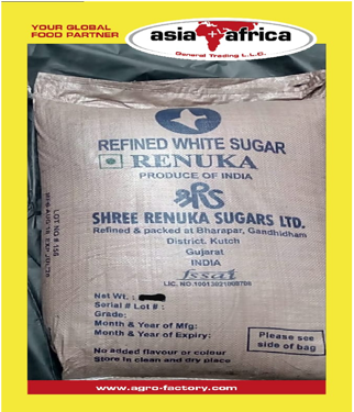 Public product photo - White Refined Sugar Icumsa 45 
Packing : 50 Kg 
Origin     : India 
Brand : Renuka 
Price $ 450 To $600/Mt 